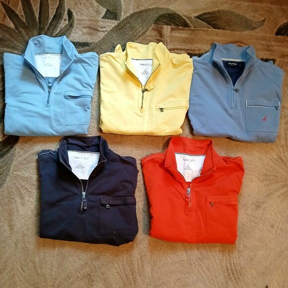 5 Large Nautica Quarter Zip Pullovers - Picture 1 of 1